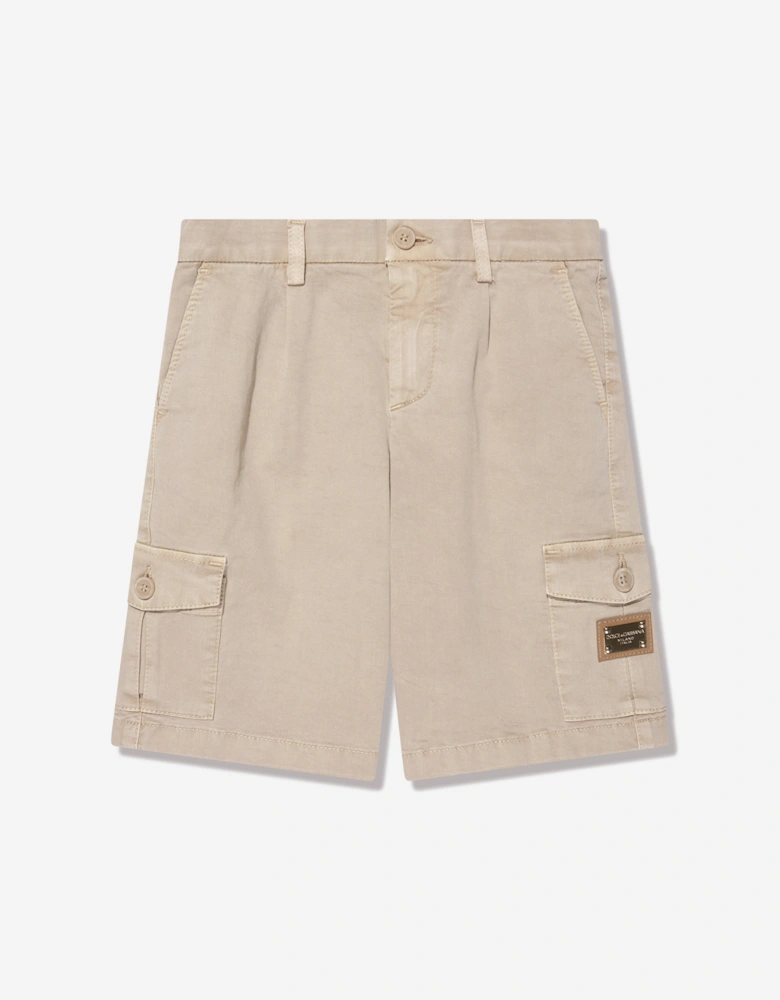 Boys Cargo Shorts in Beige