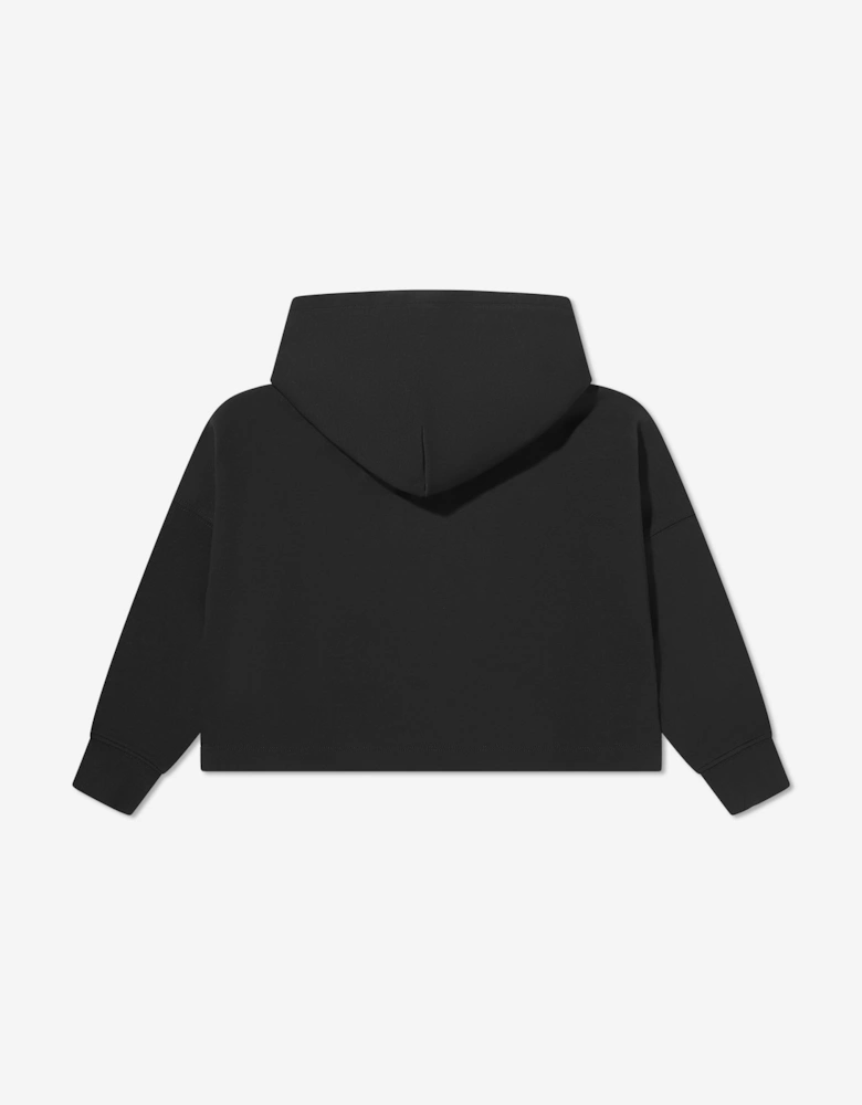 Girls Glitter Monogram Hoodie in Black