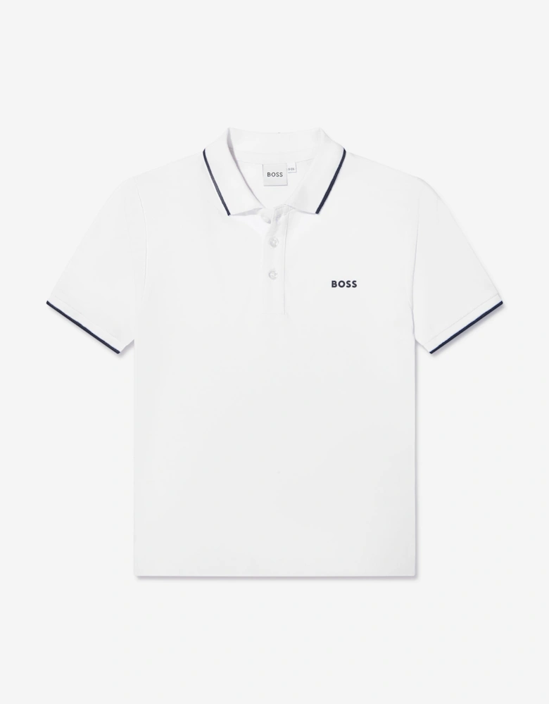 BOSS Boys Logo Polo Shirt in White