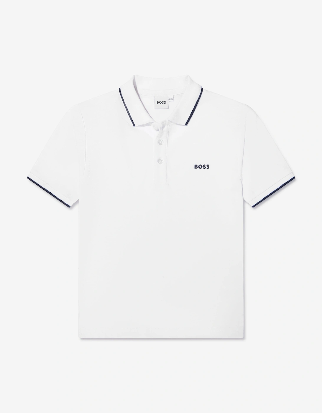 BOSS Boys Logo Polo Shirt in White, 5 of 4