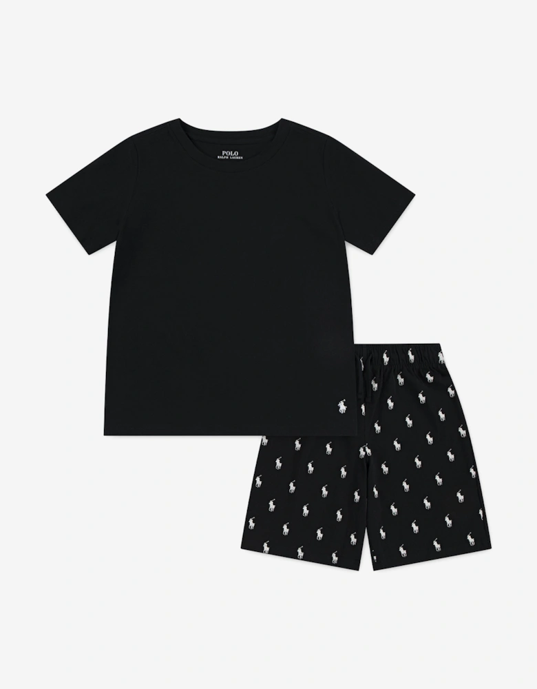Boys Cotton Jersey Short Pyjamas Set in Black