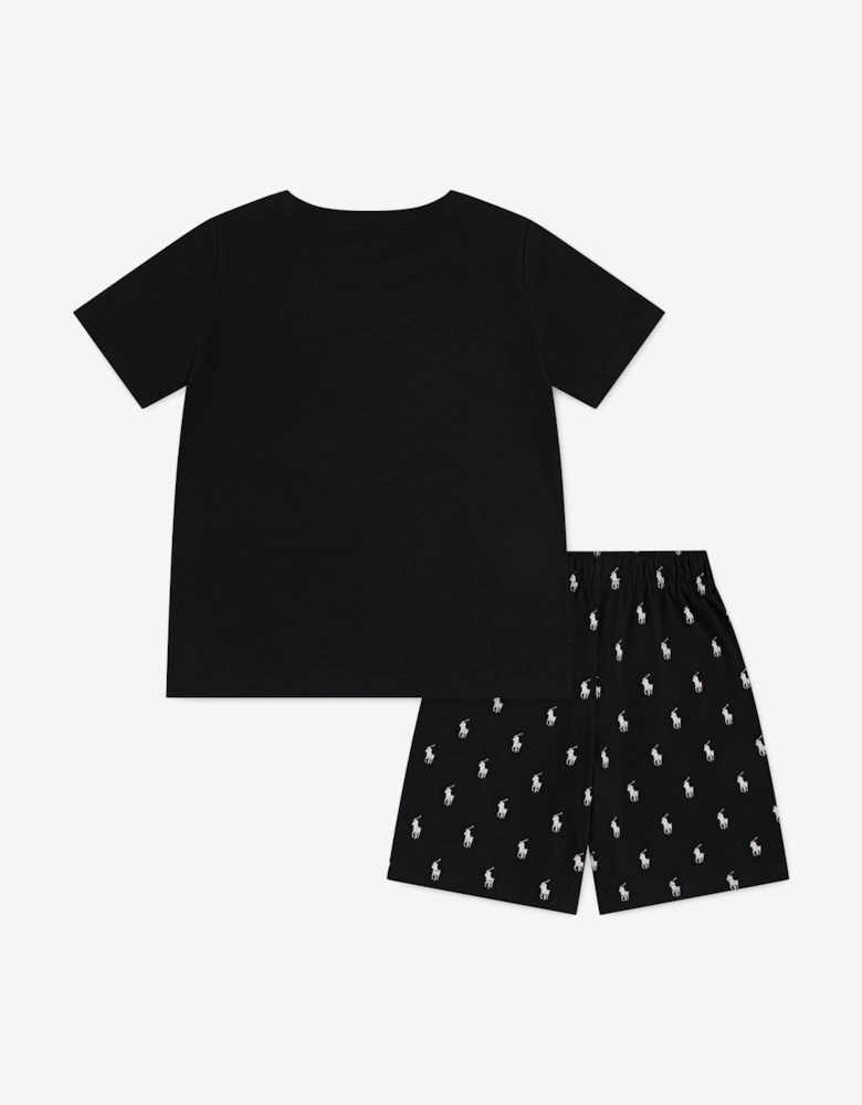 Boys Cotton Jersey Short Pyjamas Set in Black