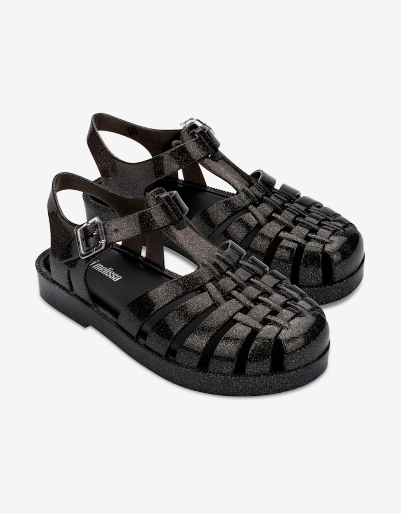 Girls Possession Shiny Sandals in Black