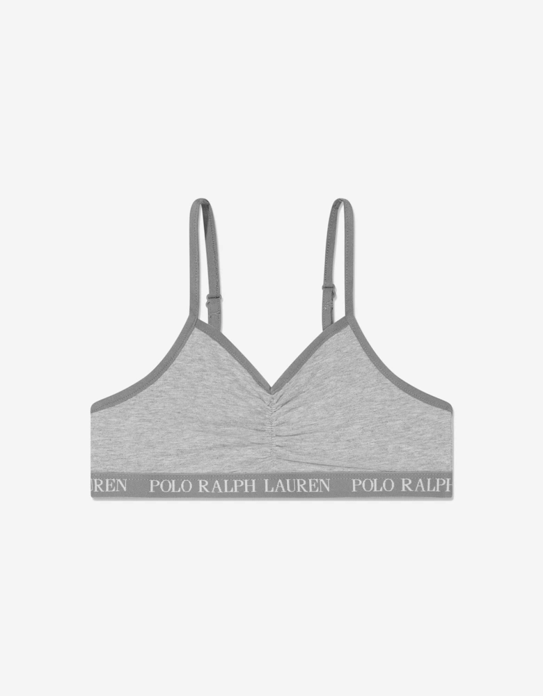 Girls Solid 2 Pack Bralettes Set in Grey