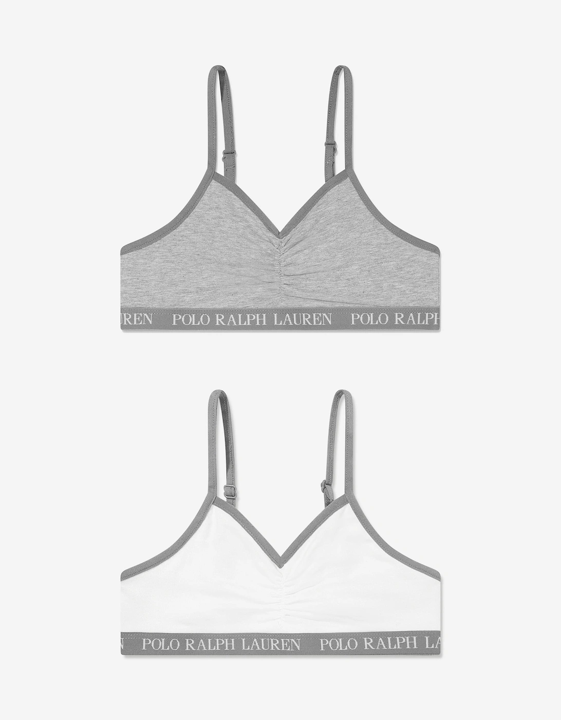 Girl's Ralph Lauren Girls Solid 2 Pack Bralettes Set in Grey - Size: M 8 - 11 yrs