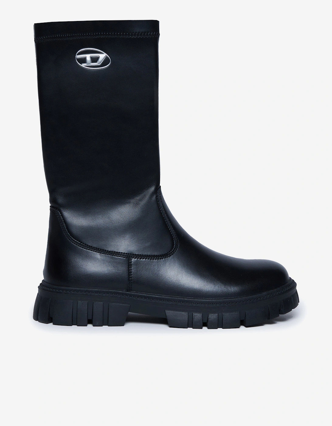 Girls Leather Logo Boots in Black