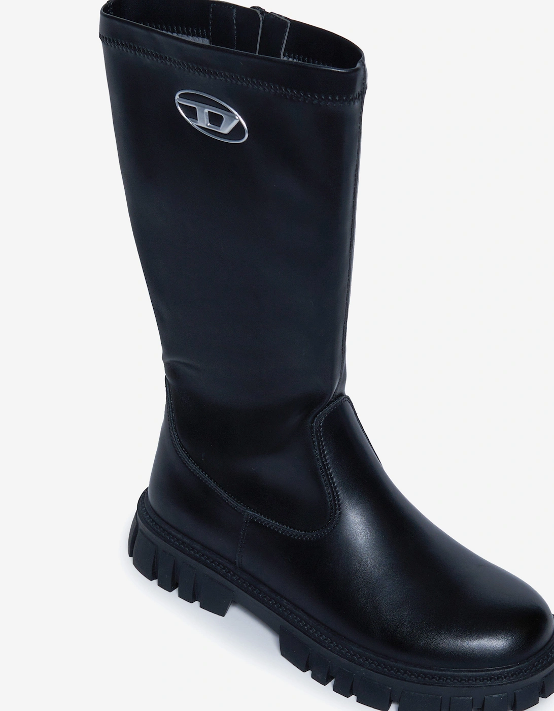 Girls Leather Logo Boots in Black