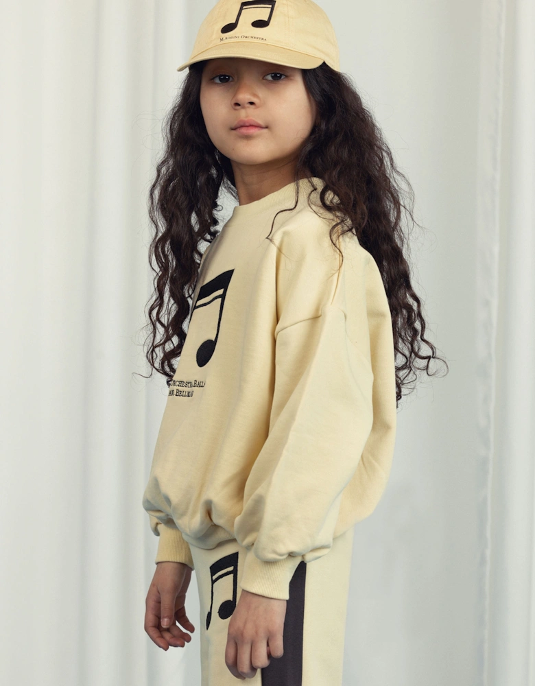 Girls Note Embroidered Sweatshirt in Yellow