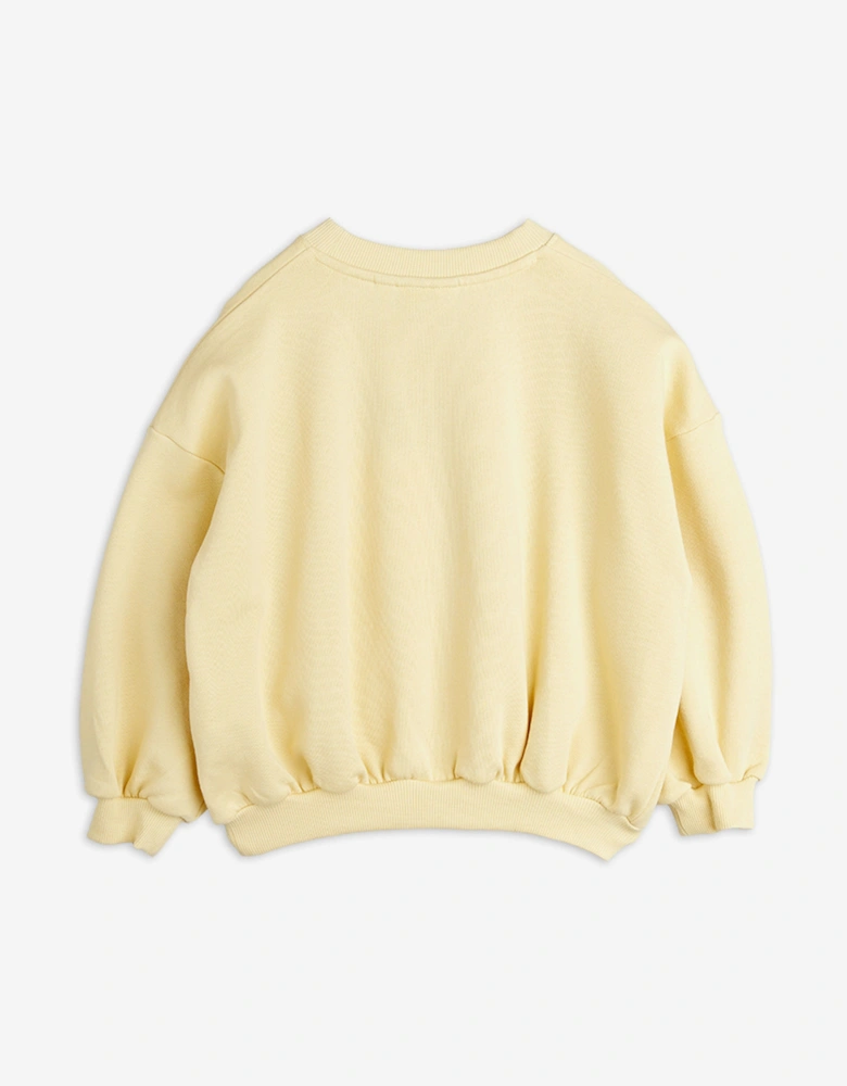 Girls Note Embroidered Sweatshirt in Yellow