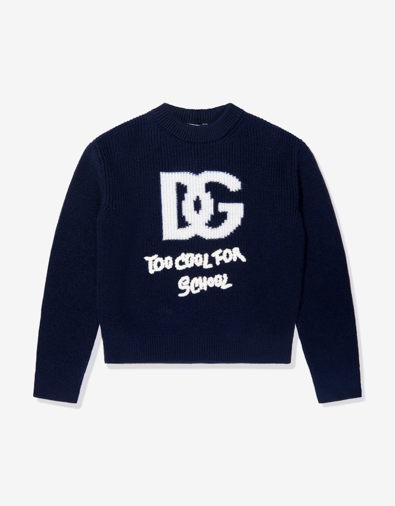 Girls Wool Logo Jumper in Navy