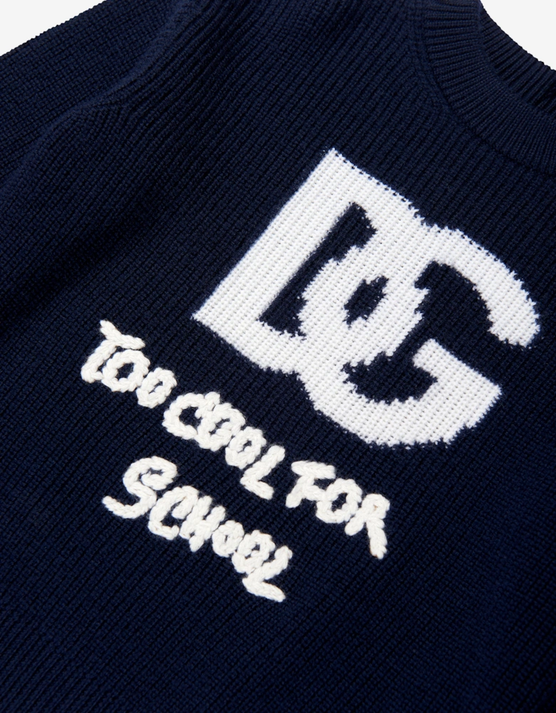 Girls Wool Logo Jumper in Navy