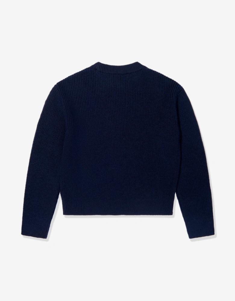 Girls Wool Logo Jumper in Navy