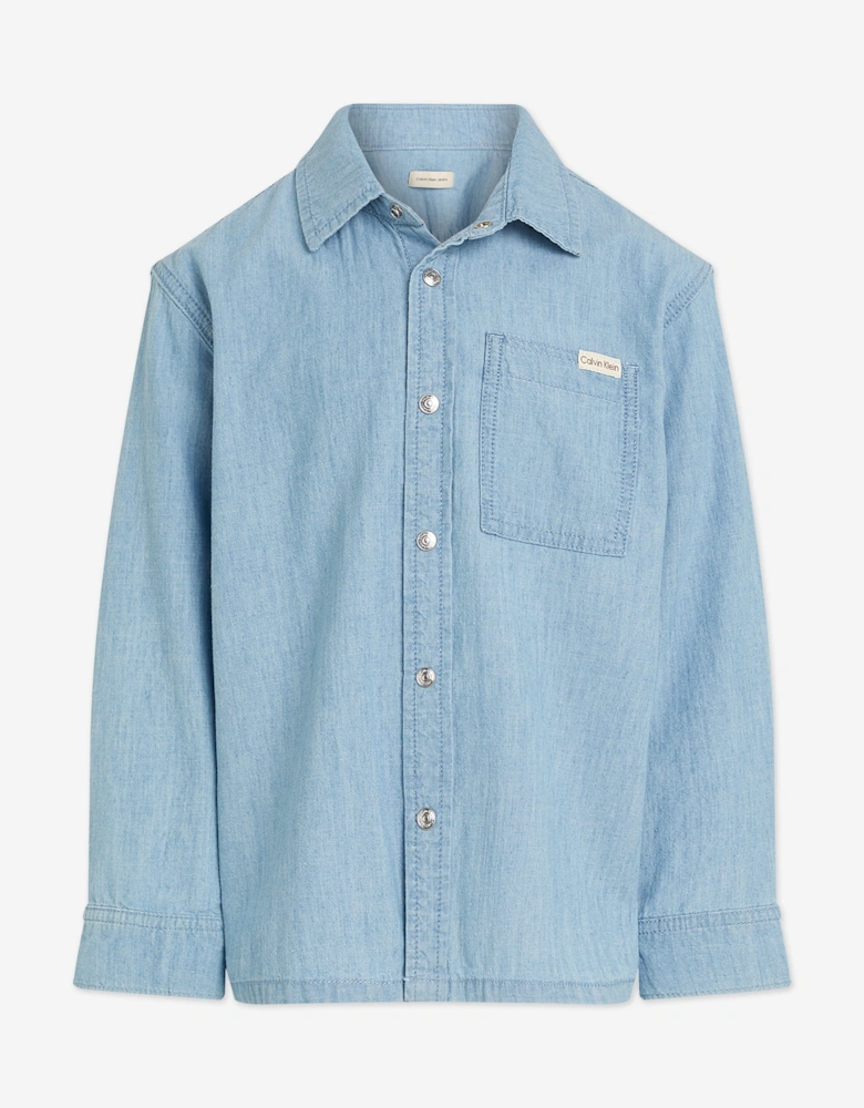 Boys Relaxed Chambray Shirt in Blue
