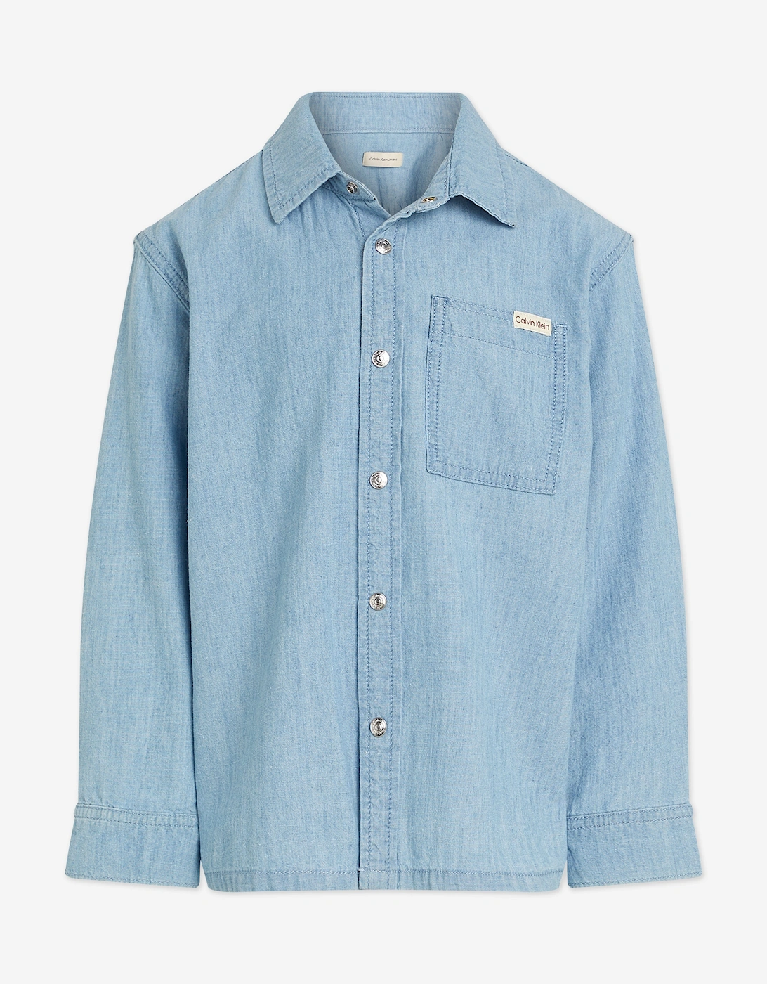 Boys Relaxed Chambray Shirt in Blue, 5 of 4