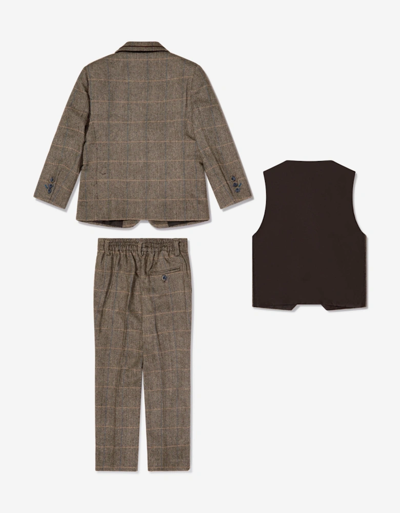 Boys Albert Tweed Check Suit in Brown