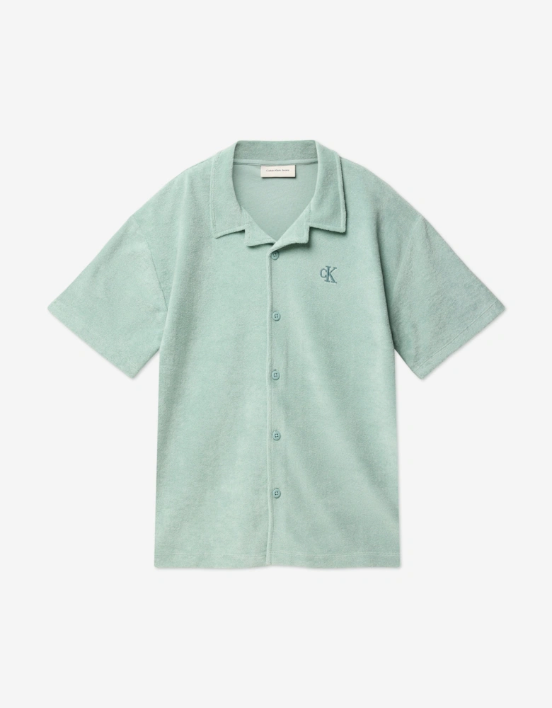 Boys Relaxed Towelling Shirt in Green