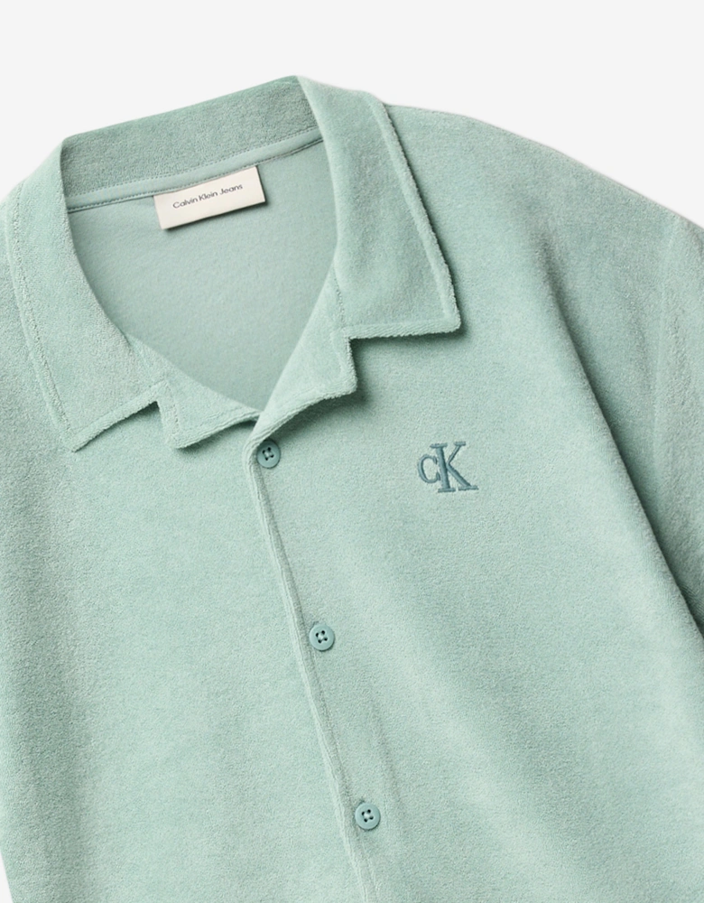 Boys Relaxed Towelling Shirt in Green