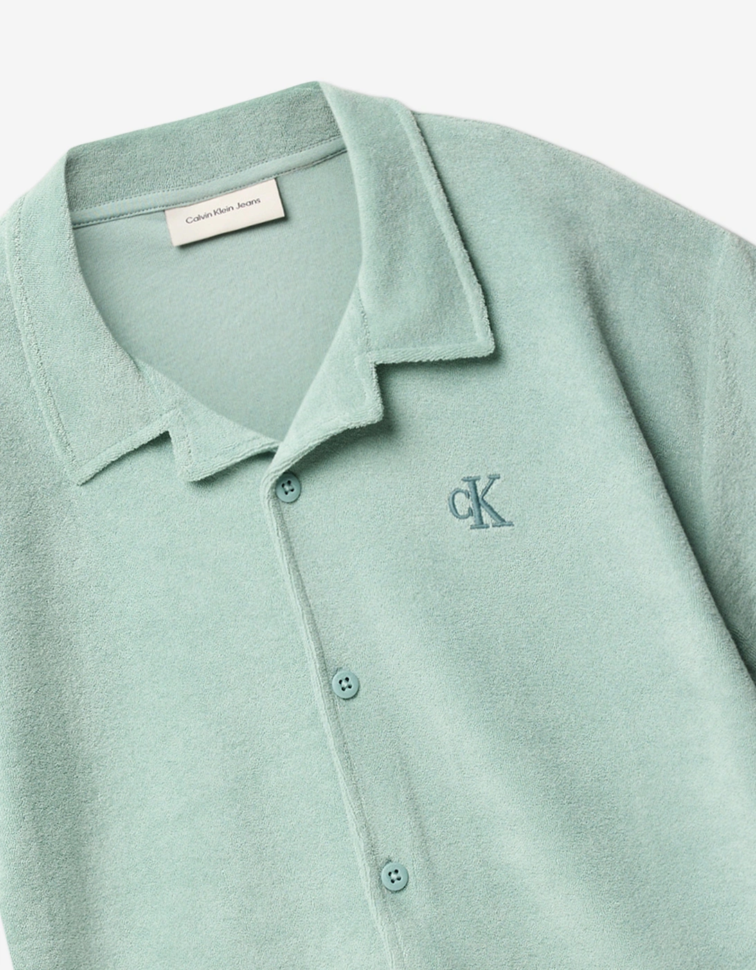 Boys Relaxed Towelling Shirt in Green