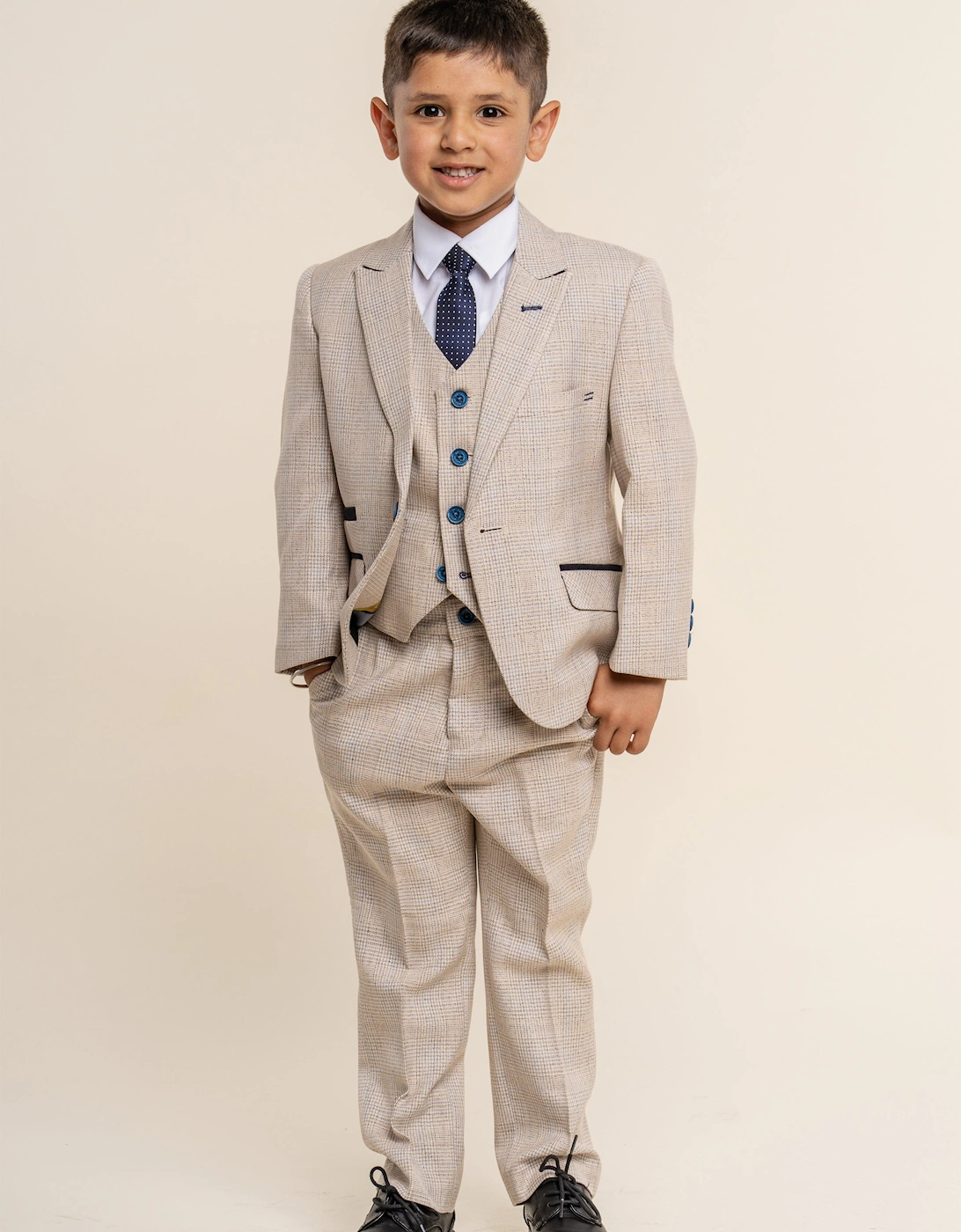 Boys Caridi Suit in Beige, 6 of 5