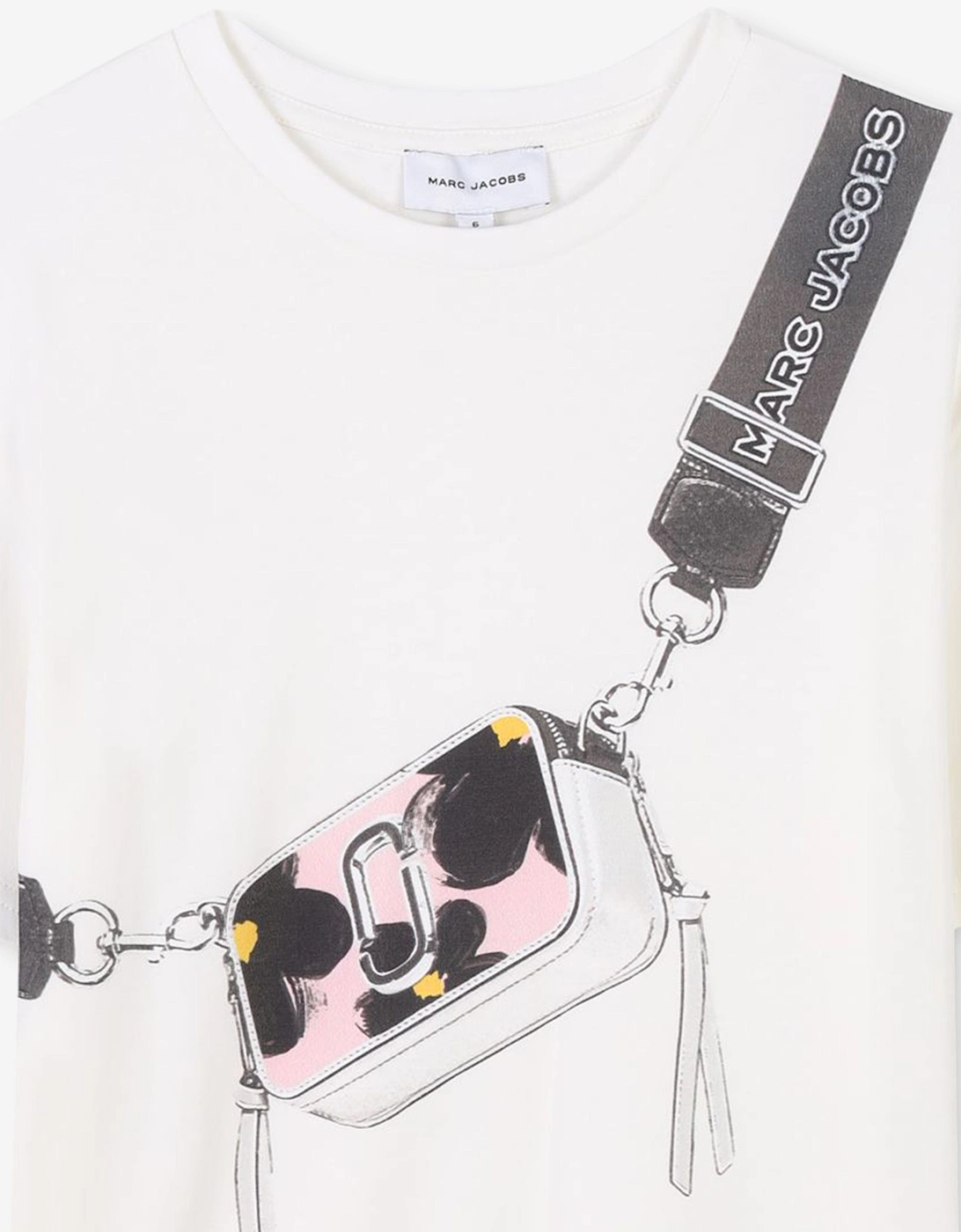 Girls Snapshot Bag Print Dress in Ivory
