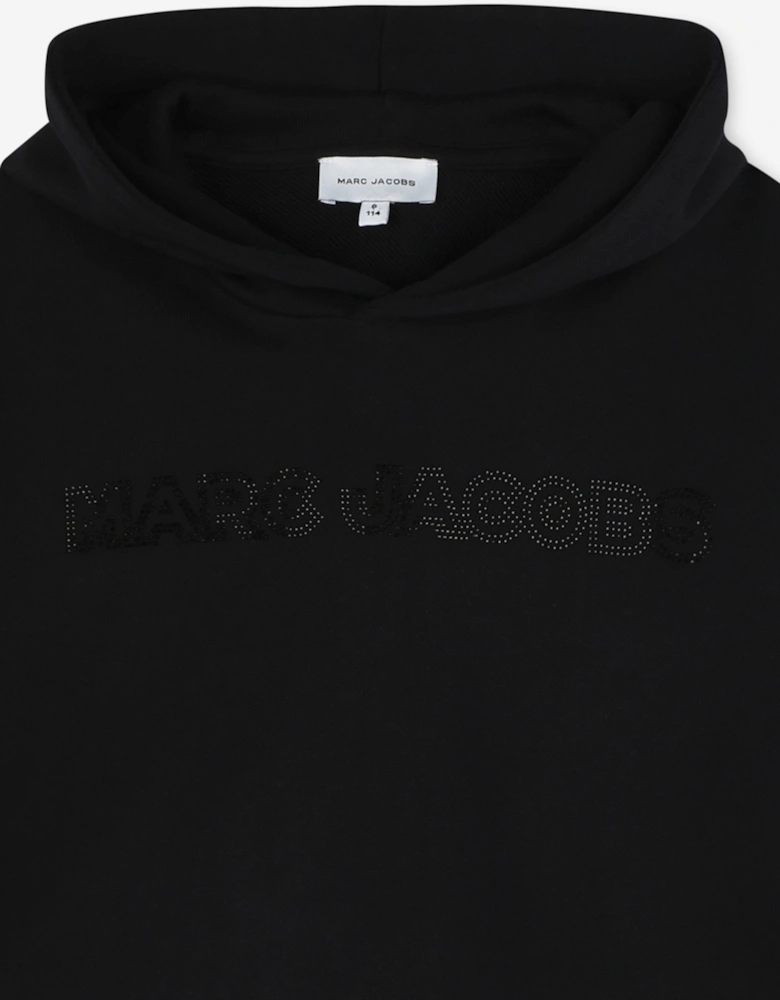 Girl Cropped Logo Hoodie in Black