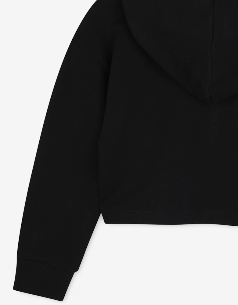 Girl Cropped Logo Hoodie in Black