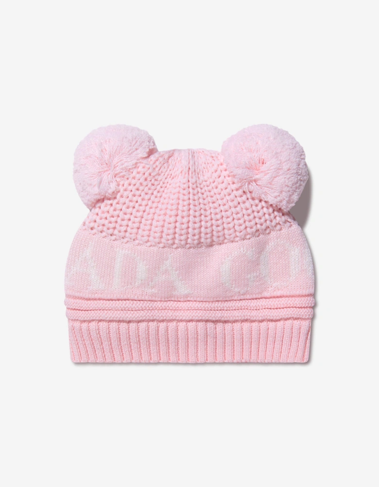 Baby Girls Double Pom Pom Hat in Pink