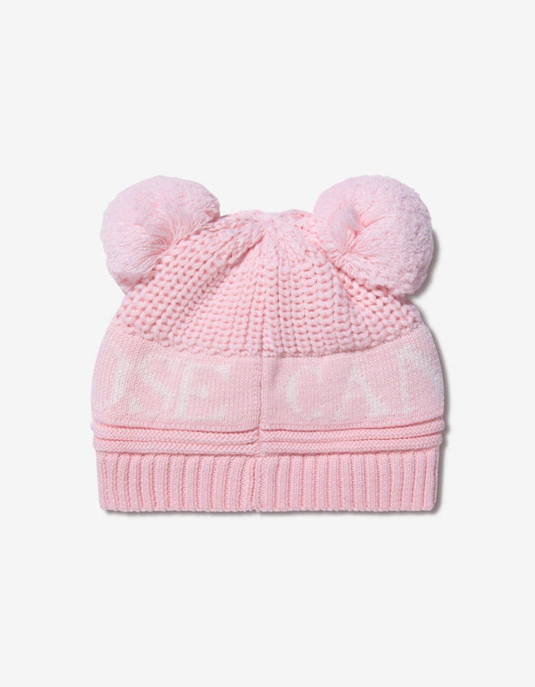 Baby Girls Double Pom Pom Hat in Pink