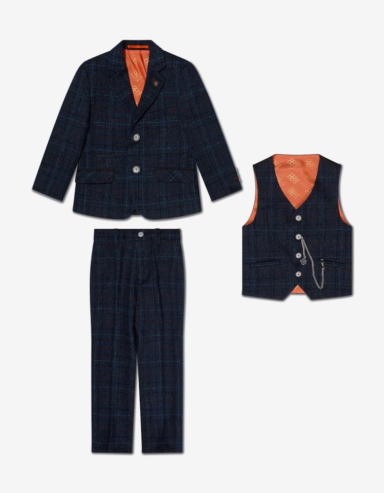 Boys Cody Tweed Suit in Blue