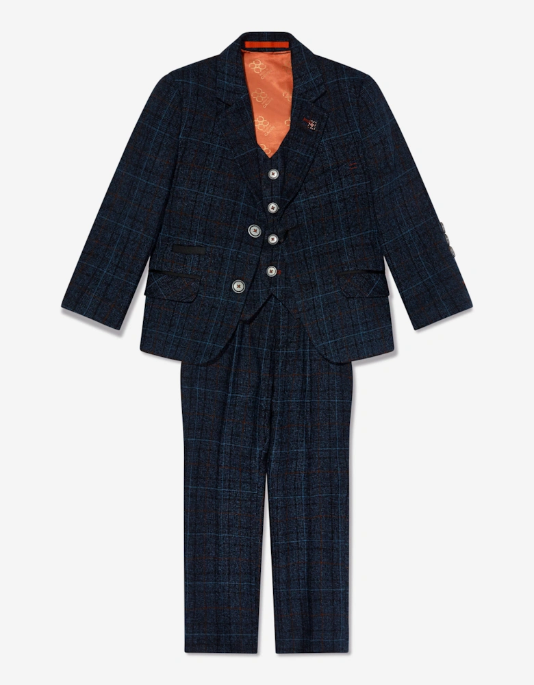Boys Cody Tweed Suit in Blue
