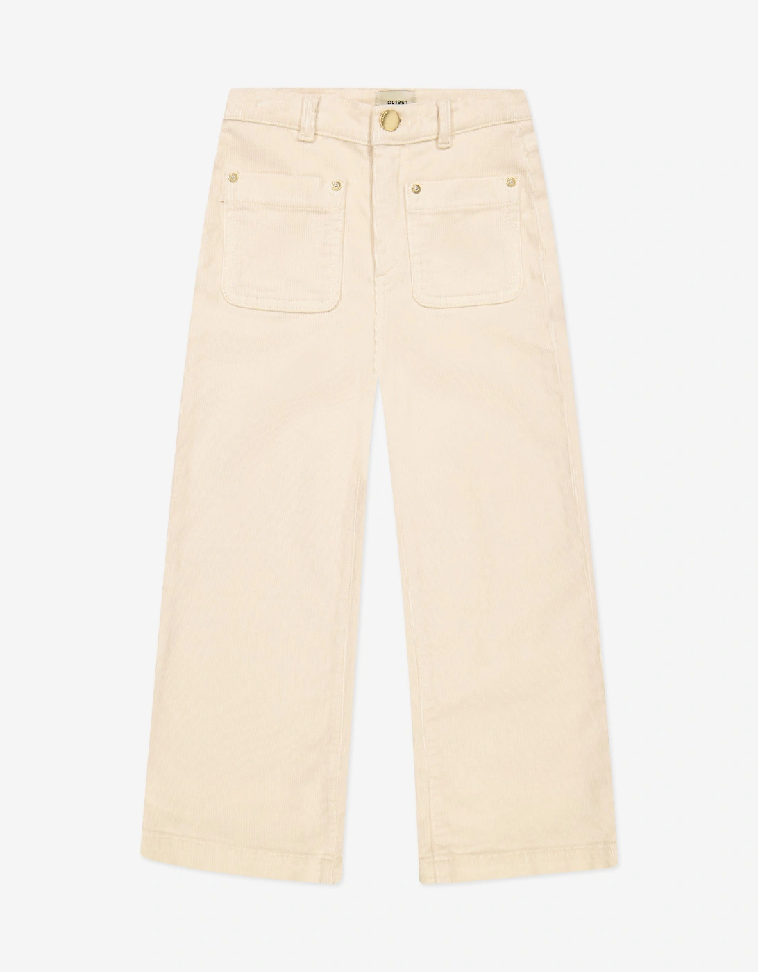Girls Lily Wide Leg Corduroy Trousers in White, 5 of 4