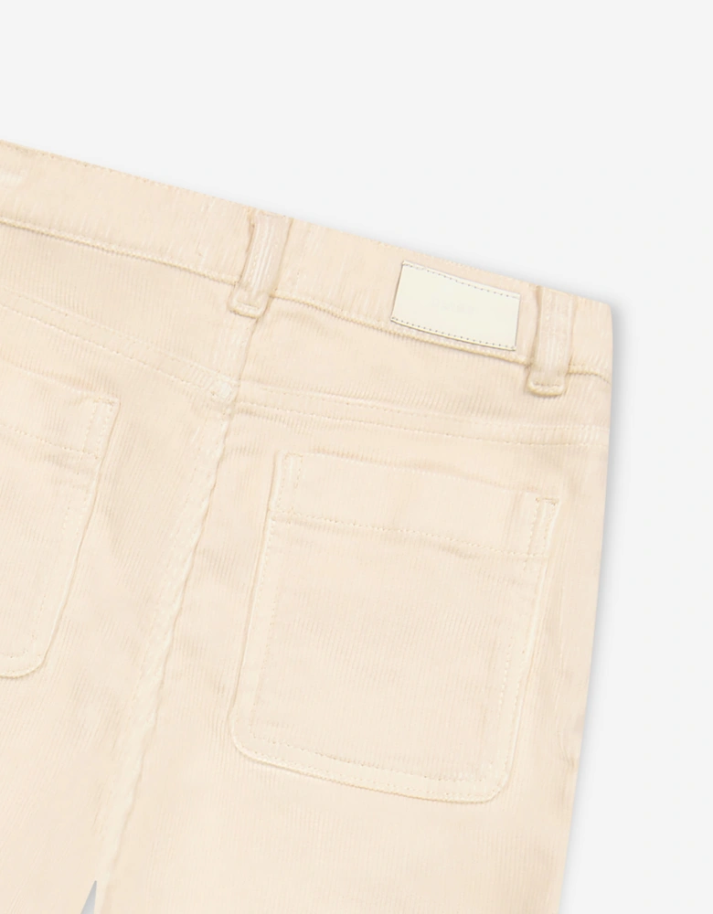 Girls Lily Wide Leg Corduroy Trousers in White