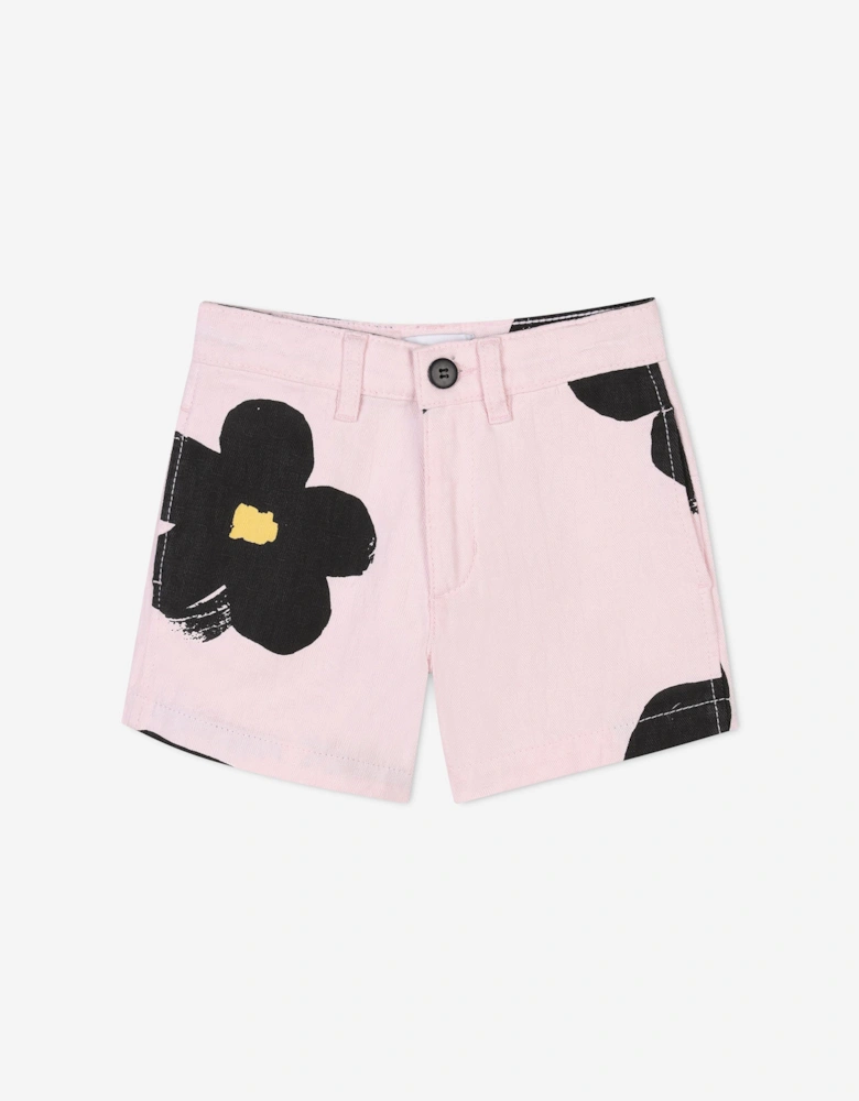 Girls Daisy Print Shorts in Pink
