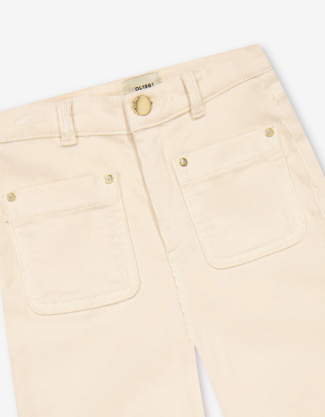 Girls Lily Wide Leg Corduroy Trousers in White
