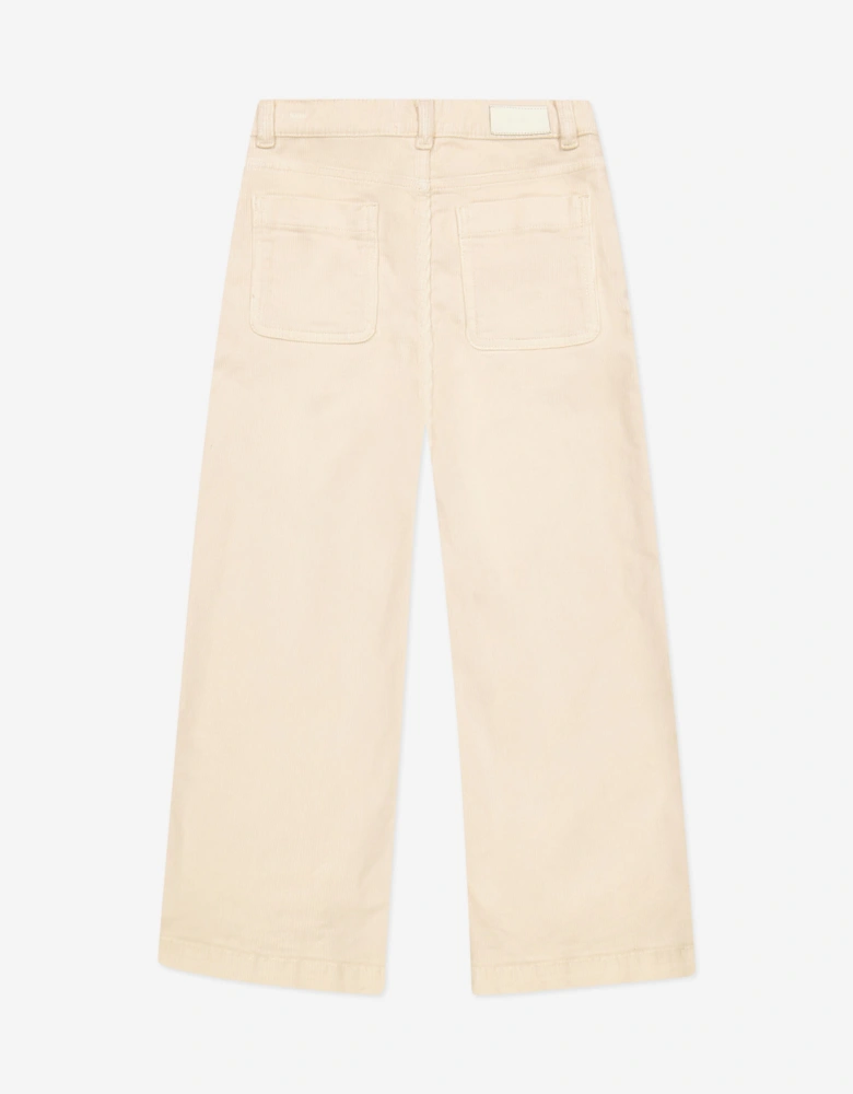 Girls Lily Wide Leg Corduroy Trousers in White
