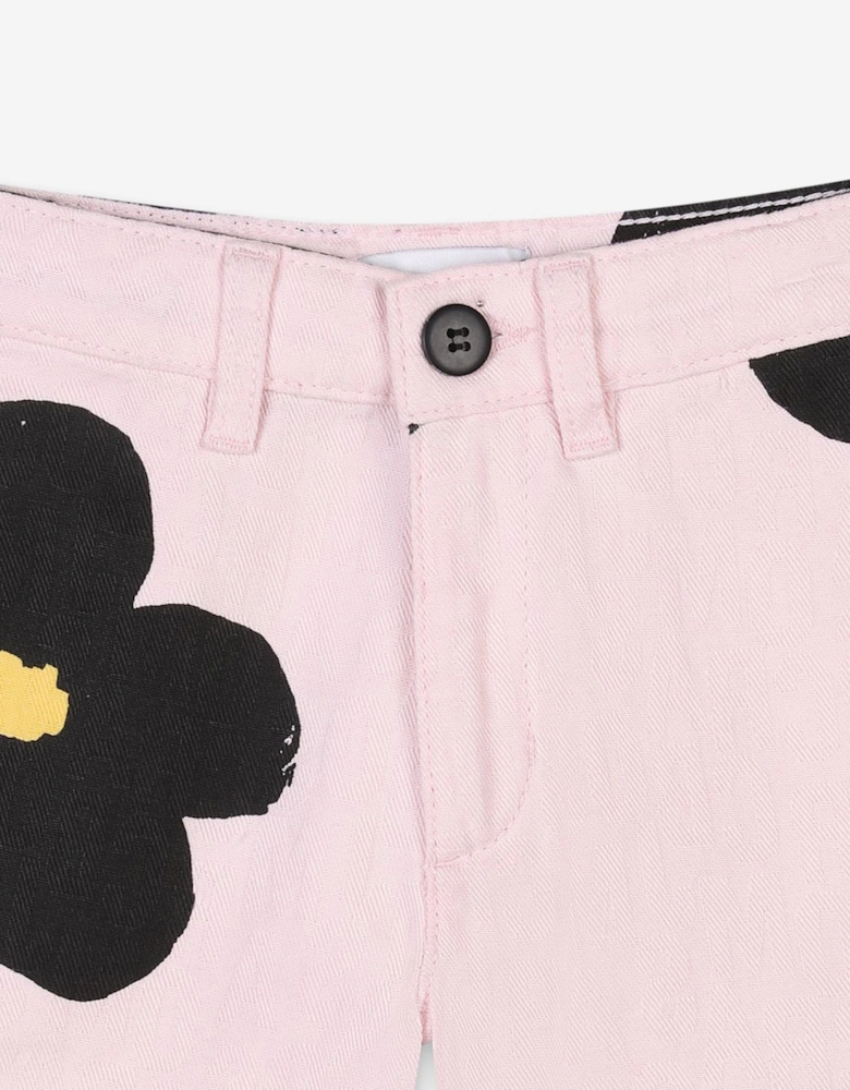 Girls Daisy Print Shorts in Pink