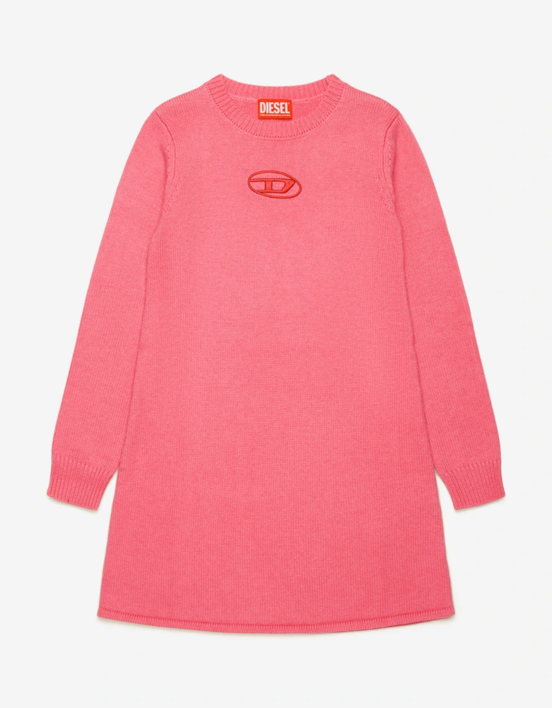 Girls Oval D Sweater Dress in Pink
