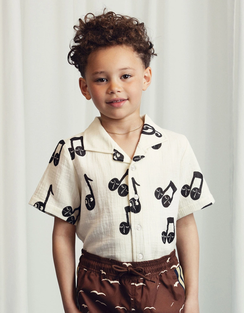 Kids Note AOP Muslin Short in White