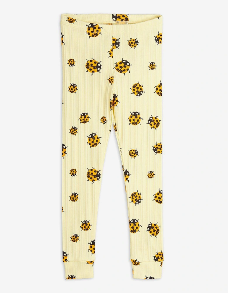 Girls Ladybugs AOP Leggings in Yellow