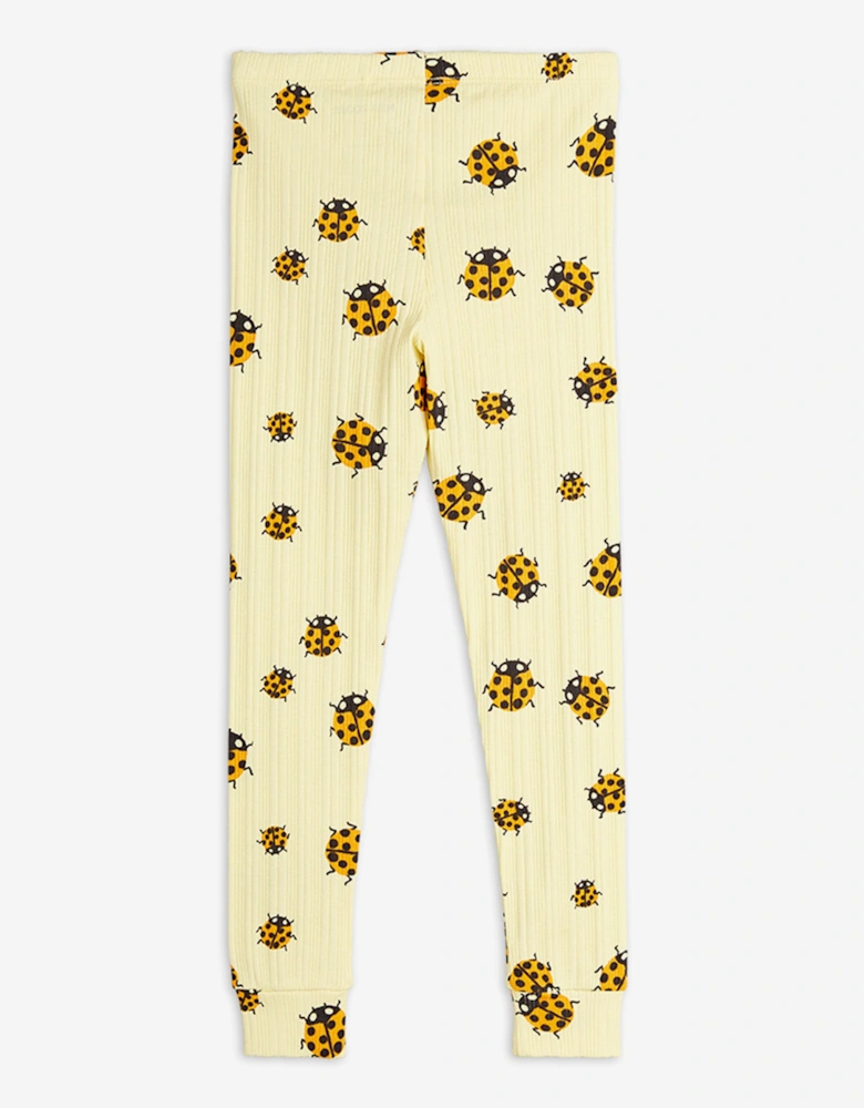 Girls Ladybugs AOP Leggings in Yellow