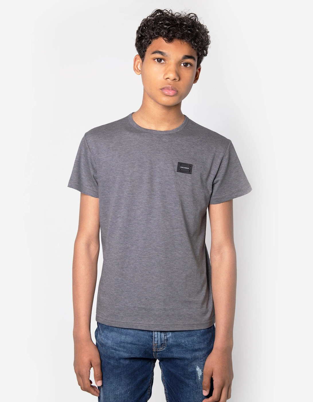 Boys Cotton Jersey Logo T-Shirt in Grey