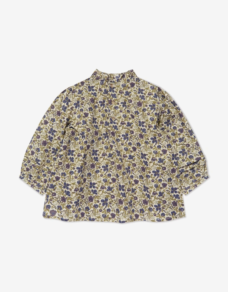 Girls Tess Floral Blouse in Beige