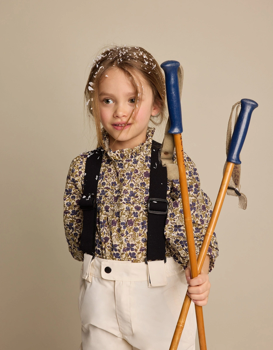 Girls Tess Floral Blouse in Beige