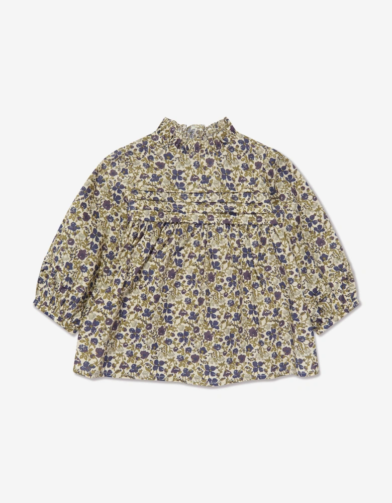 Girls Tess Floral Blouse in Beige