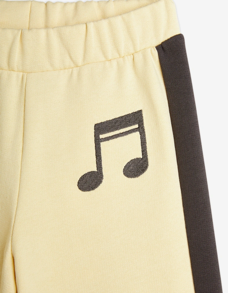 Girls Note Embroidered Joggers in Yellow