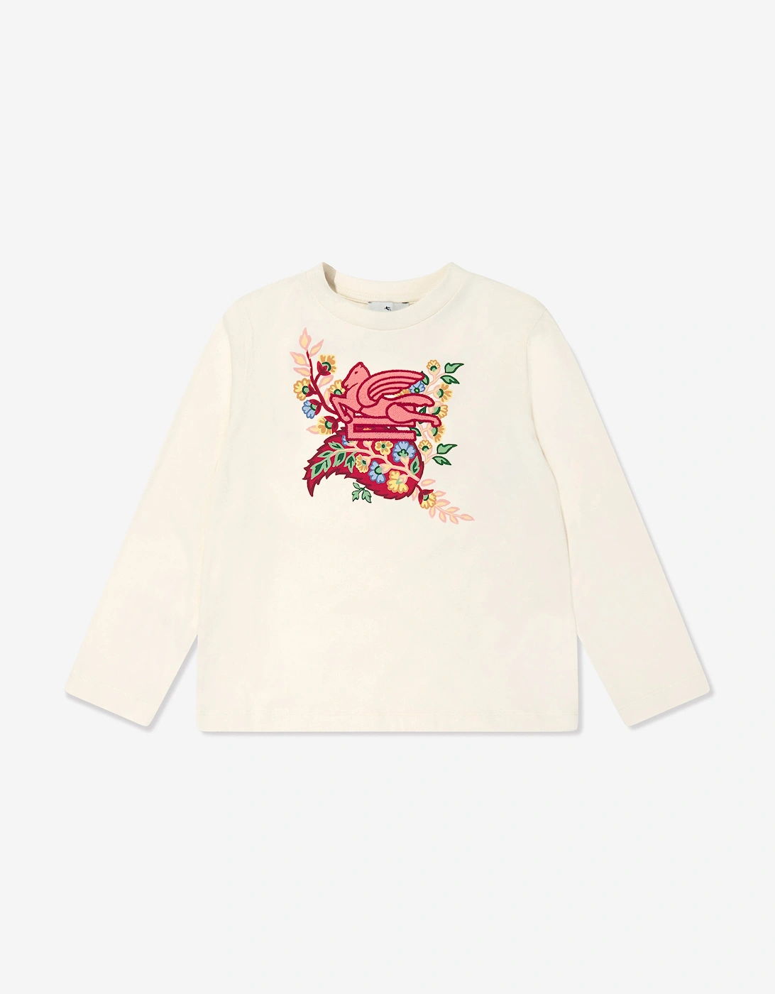 Girls Long Sleeve Logo T-Shirt in Ivory, 5 of 4