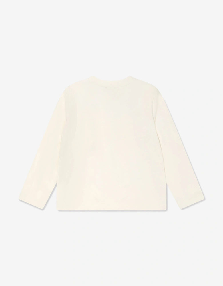 Girls Long Sleeve Logo T-Shirt in Ivory