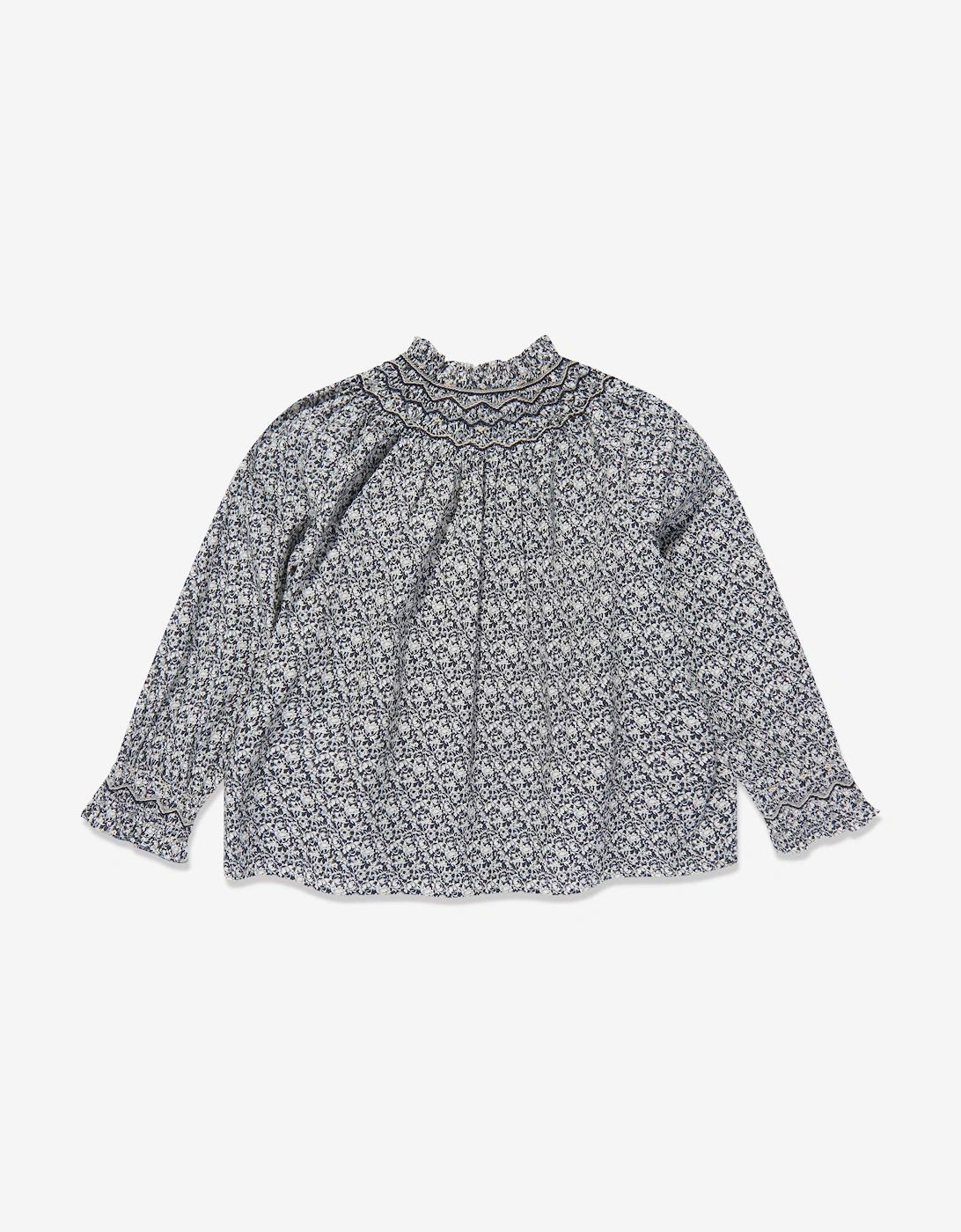 Girls Petal Smocked Blouse in Blue