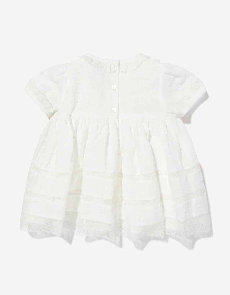 Baby Girls Dress and Bonnet in Ivory