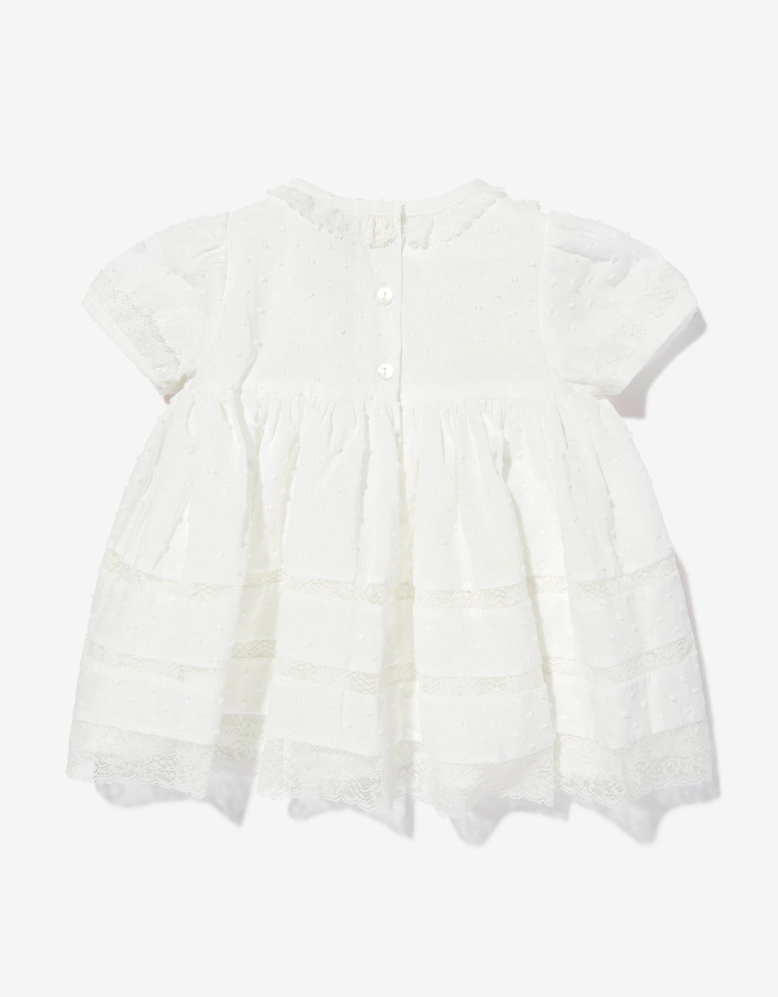 Baby Girls Dress and Bonnet in Ivory